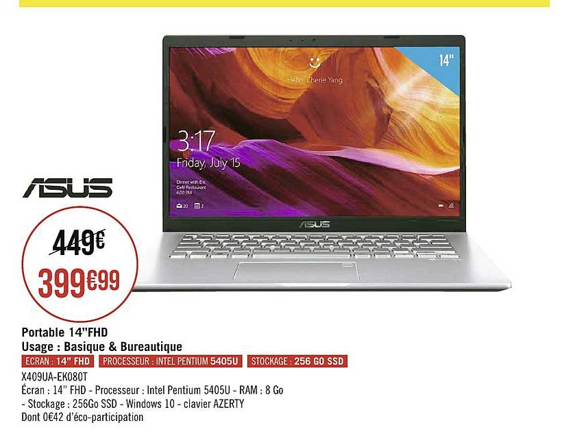 portable 14''fhd asus usage basique & bureautique