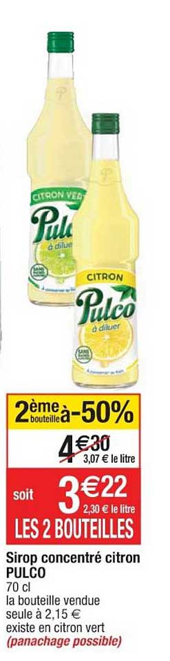 Pulco Sirop Concentré Citron 2ème Bouteille à -50%