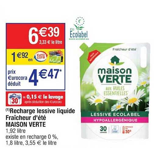 Recharge Lessive Liquide Fraîcheur D'été Maison Verte