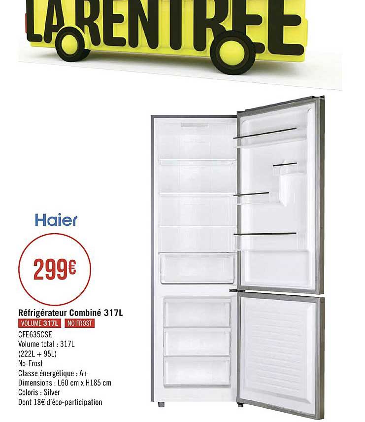 Réfrigérateur Combiné 317l Haier