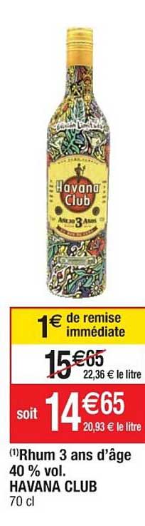 rhum 3 ans d'âge 40% vol. havana club