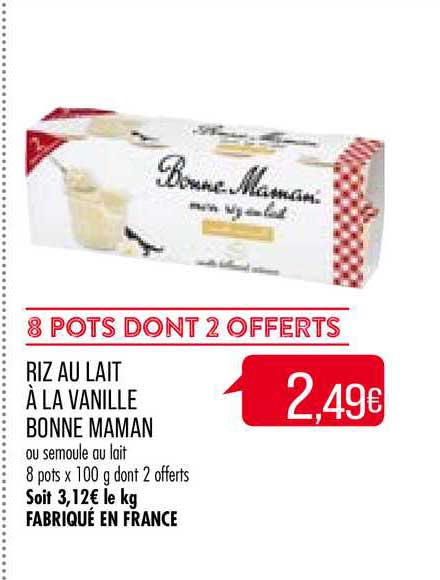 riz au lait à la vanille bonne maman +2 offerts