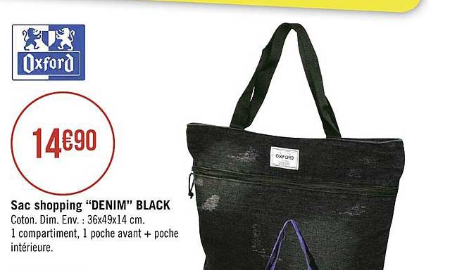 sac shopping denim black oxford