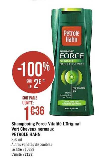 shampooing force vitalité l'original vert cheveux normaux pétrole hahn-100% sur le 2e