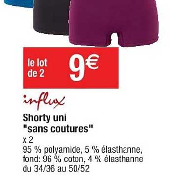 shorty uni sans coutures influx