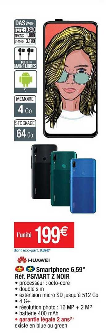 smartphoen 6.59'' réf. psmart z noir huawei