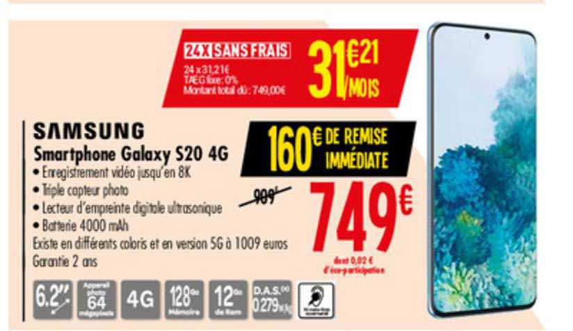 smartphone galaxy s20 4g