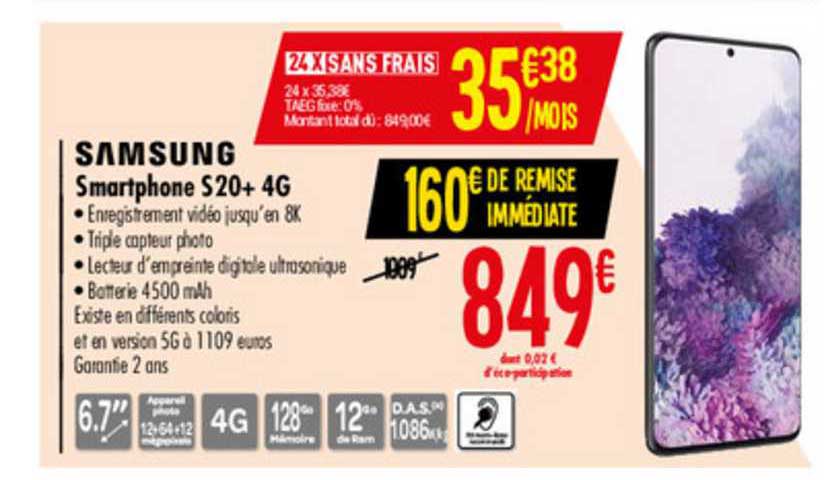 smartphone s20+ 4g samsung