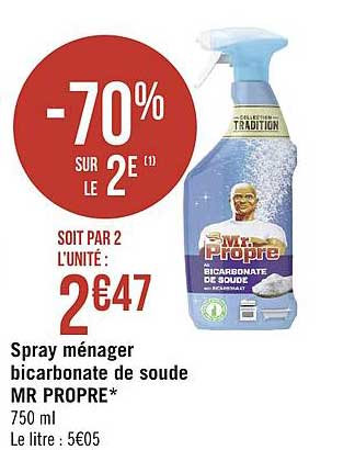 spray ménager bicarbonate de soude mr propre  -70% sur le 2e