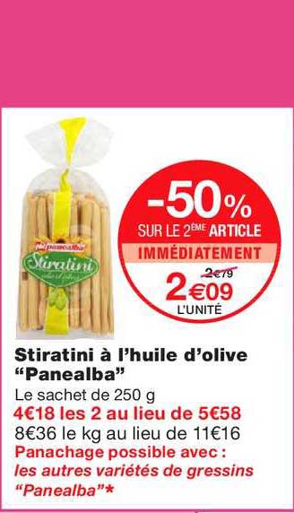 Stiratini à L'huile D'olive Panealba -50% Sur Le 2ème Article