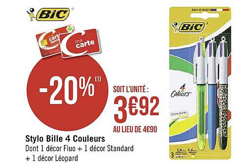 Stylo Bille 4 Couleurs Bic