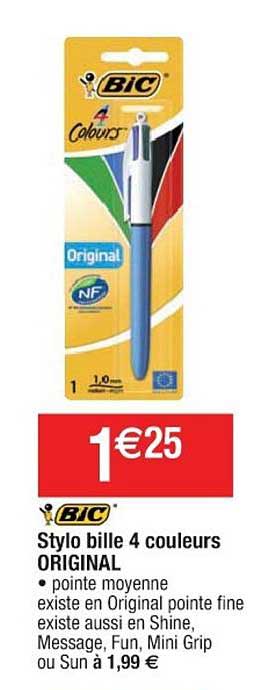 Stylo Bille 4 Couleurs Original Bic