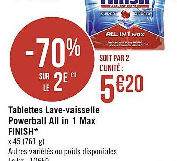 tablettes lave vaisselle powerbal allin1 max finish