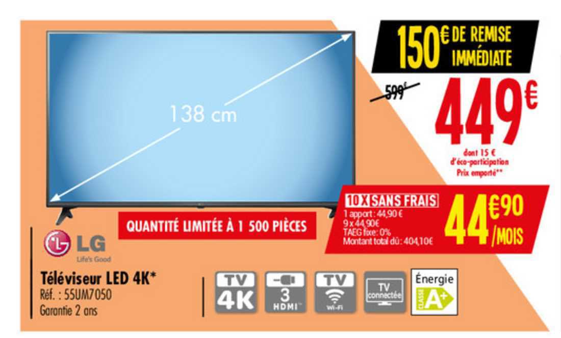 Téléviseur Led 4k 138 Cm Lg