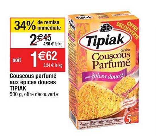 Tipiak Couscous Parfumé Aux épices Douces 34% De Remise Immédiate
