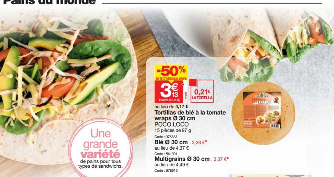 Tortillas De Blé 30 Cm à La Tomate Wraps Poco Loco