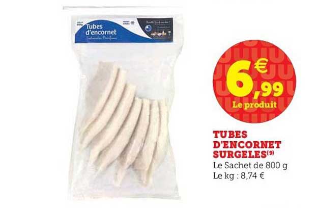 tubes d'encornet surgelés
