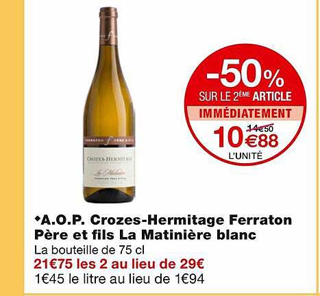 a.o.p. crozes-hermitage ferraton père et fils la matinière blanc