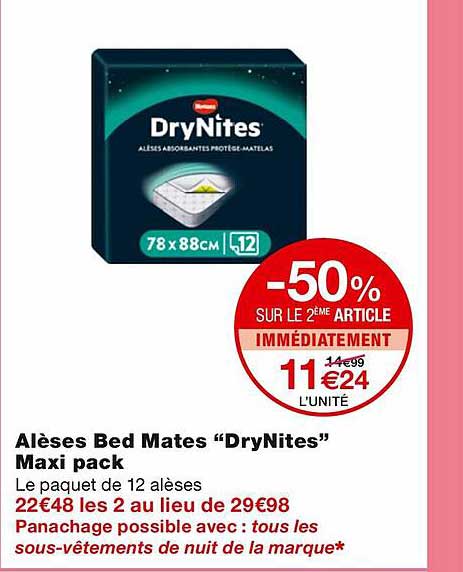 alèses bed mates "drynites" maxi pack