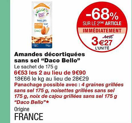 amandes décortiquées sans sel "daco bello"