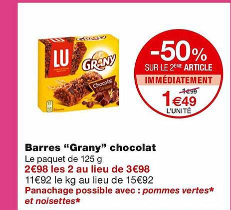 barres "grany" chocolat