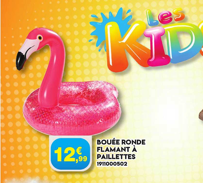 bouée ronde flamant à paillettes
