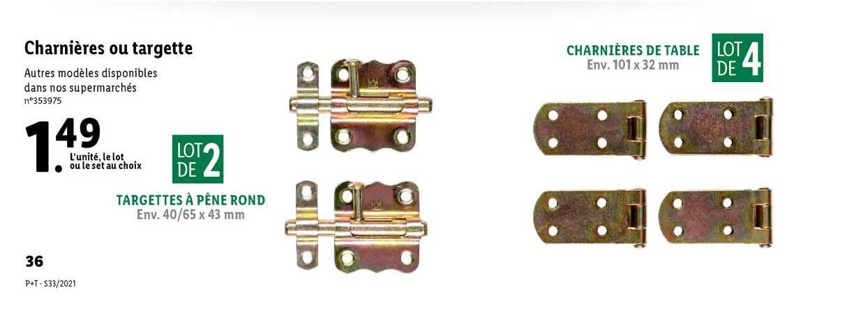 charnières ou targette