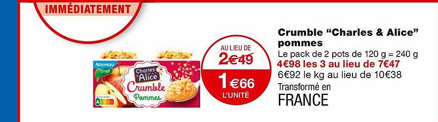 Crumble "charles & Alice" Pommes
