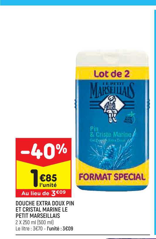 Douche Extra Doux Pin Et Cristal Marine Le Petit Marseillais