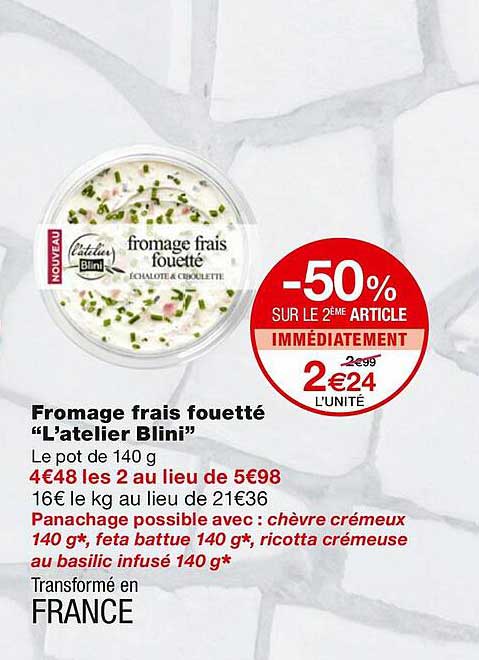 fromage frais fouetté l'atelier blini"