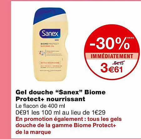 gel douche "sanex" biome protect+ nourrissant