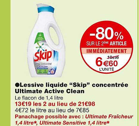 Lessive Liquide "skip" Concentrée Ultimate Active Clean