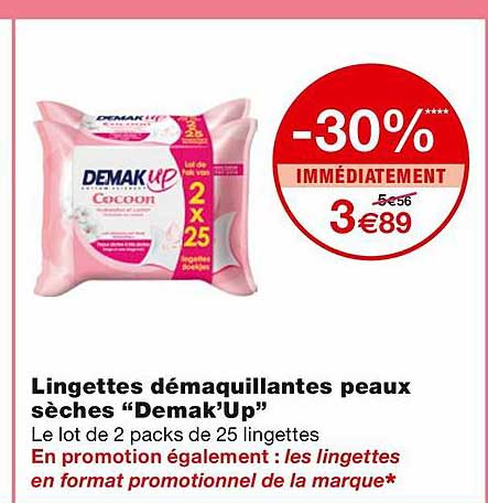 lingettes démaquillantes peaux sèches "demak'up"