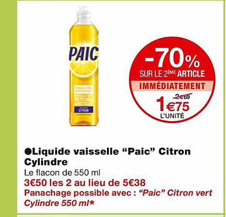 liquide vaisselle "paic" citron cylindre