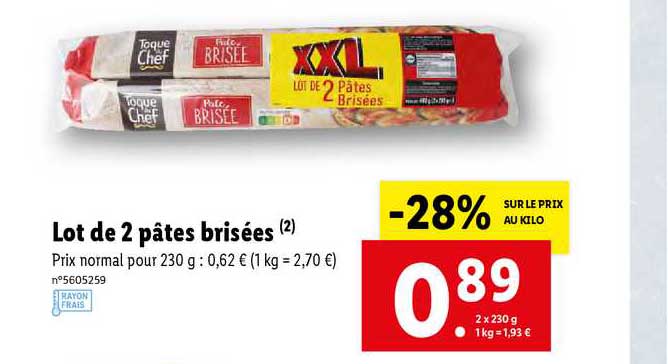 lot de 2 pâtes brisées toque du chef