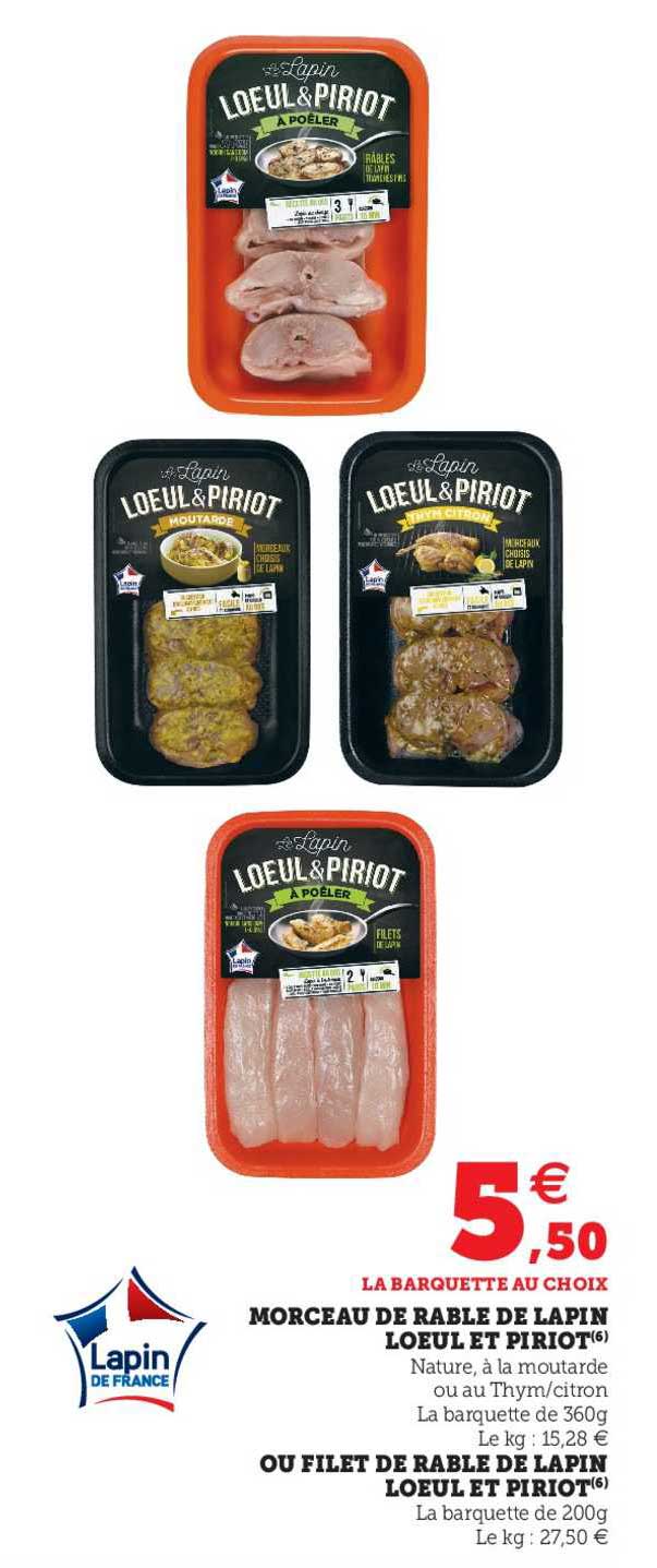 morceau de rable de lapin loeul et piriot ou filet de rable de lapin loeul et piriot