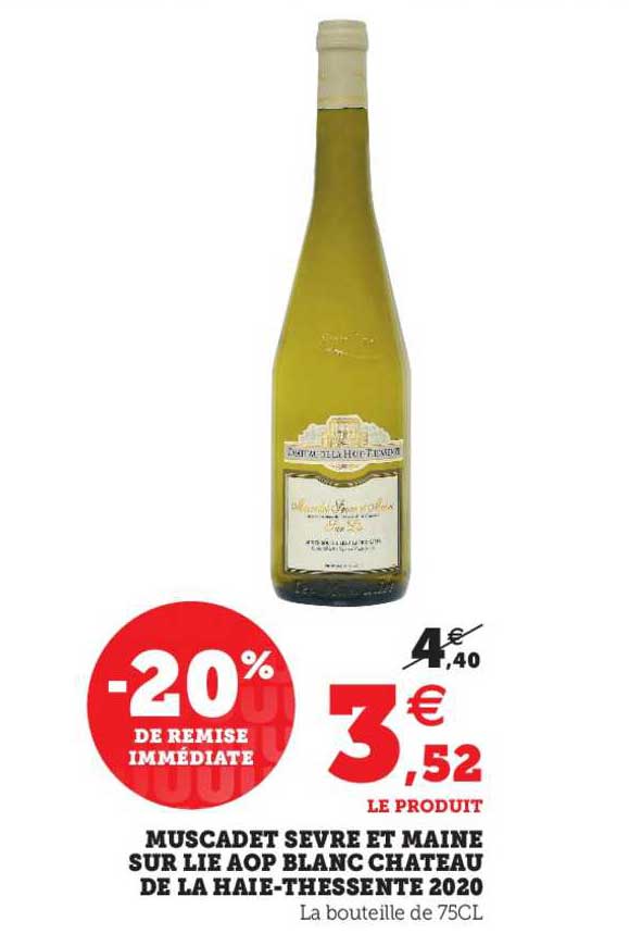 muscadet sèvre et maine sur lie aop blanc château de la haie-thessente 2020