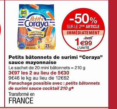 Petits Bâtonnets De Surimi "coraya" Sauce Mayonnaise