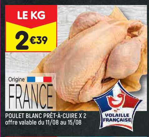 poulet blanc prêt-à-cuire x2