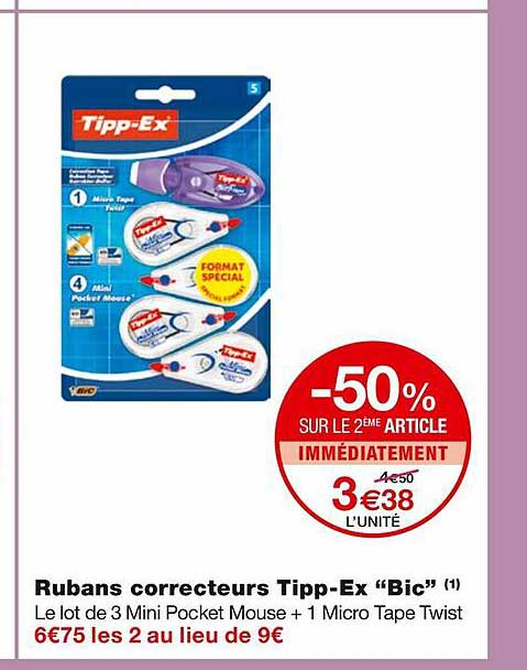 rubans correcteurs tipp-ex "bic"
