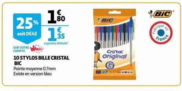 10 Stylos Bille Cristal Bic