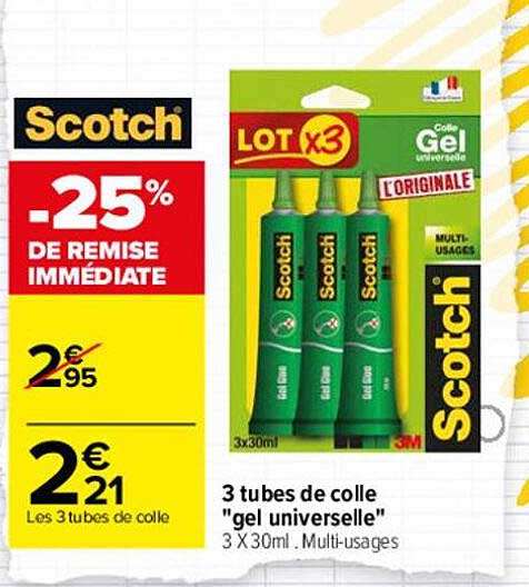 3 Tubes De Colle "gel Universelle" Scotch
