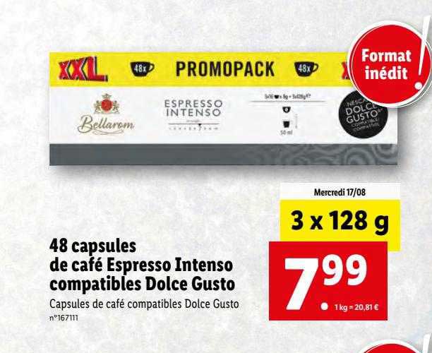 48 capsules de café espresso intenso compatibles dolce gusto