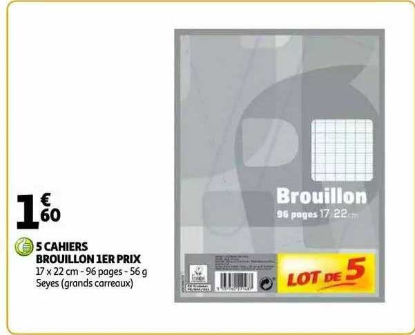 5 cahiers brouillon 1er prix