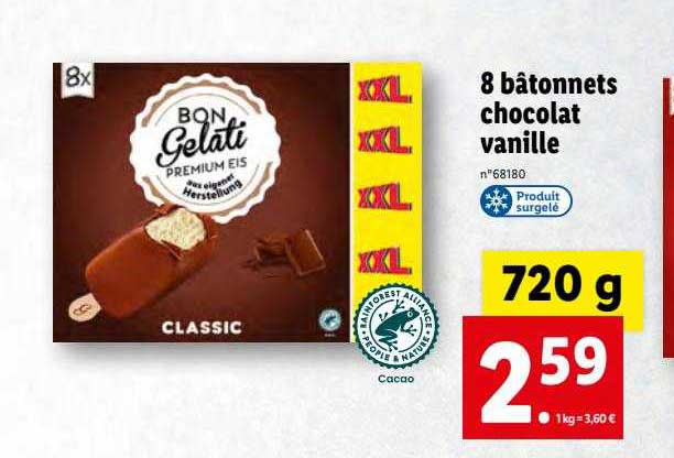 8 Bâtonnets Chocolat Vanille