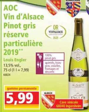 aoc vin d'alsace pinot gris réserve particulière 2019 louis engler
