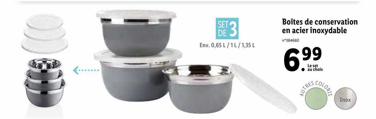 boîtes de conservation en acier inoxydable
