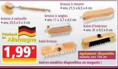 brosse à vaisselle, brosse à récurer, brosse à ongles, balai-brosse, balai d'intérieur