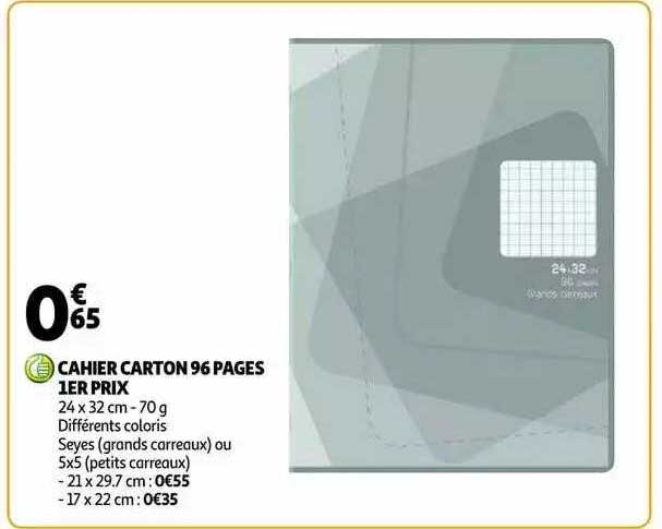 cahier carton 96 pages 1er prix