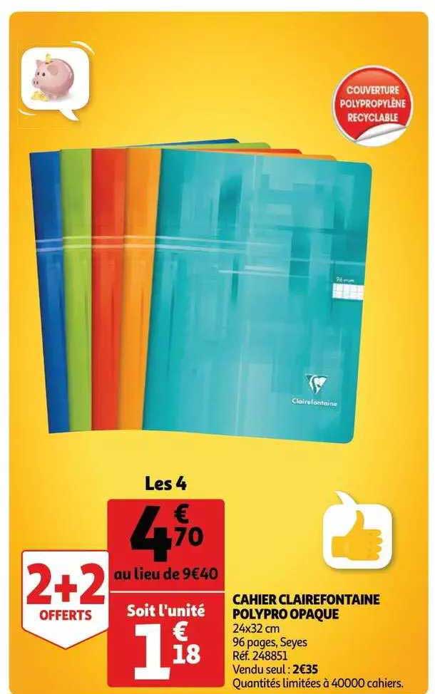 cahier clairefontaine polypro opaque